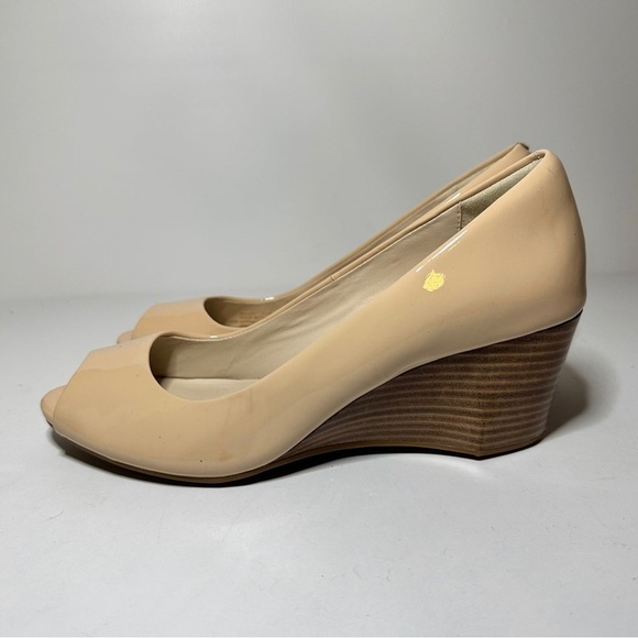 Cole Haan Grand Os Womens Sadie Open Toe Nude Patent Wedge Heels Size 7.5 - Picture 2 of 8